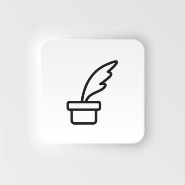 Klasik, tüy, mürekkep vektör simgesi. Mobil konsept ve web uygulamaları vektörü için tasarım aracı. Neumorfizm beyaz arkaplan üzerine web sitesi tasarımı için ince neumorfik biçim vektör simgesi