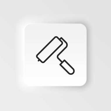 Kalıp, silindir, alet vektör simgesi. Mobil konsept ve web uygulamaları vektörü için tasarım aracı. Neumorfizm beyaz arkaplan üzerine web sitesi tasarımı için ince neumorfik biçim vektör simgesi