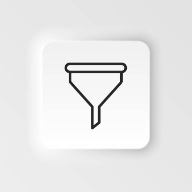 Filtre vektör simgesi. Mobil konsept ve web uygulamaları vektörü için tasarım aracı. Neumorfizm beyaz arkaplan üzerine web sitesi tasarımı için ince neumorfik biçim vektör simgesi