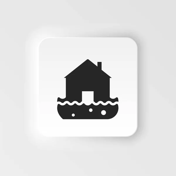 Fire Home House Insurance Flood Water Icon Vector Insurance Neumorphic — Stockvector