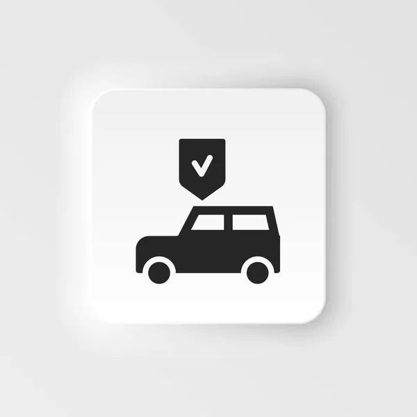 Auto Insurance Car Protection Shield Icon Vector Insurance Neumorphic Style — Stockový vektor