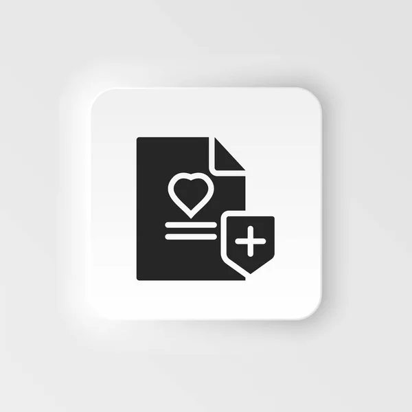 Health Insurance Medical Policy Icon Vector Insurance Neumorphic Style Vector — Vector de stock