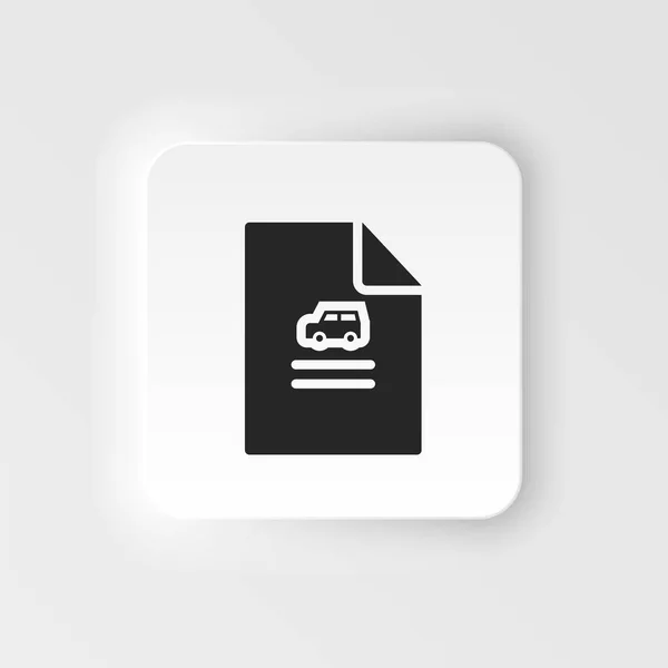 Auto Car Insurance Policy Icon Vector Insurance Neumorphic Style Vector — Image vectorielle