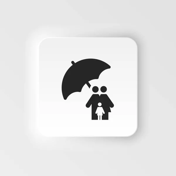Care Family Insurance Umbrella Icon Vector Insurance Neumorphic Style Vector — Vetor de Stock