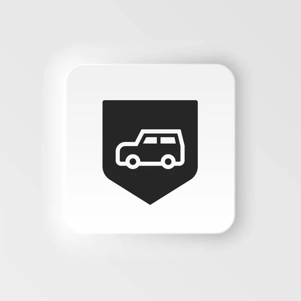 Car Insurance Shield Vehicle Icon Vector Insurance Neumorphic Style Vector — Vetor de Stock