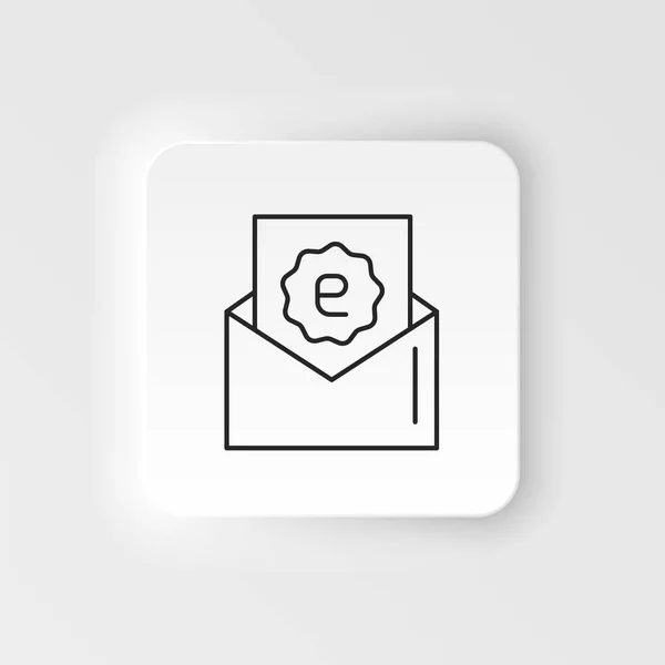 Commerce Neumorphic Style Vector Icon Mail Discount Letter Outline Vector — Stockvektor