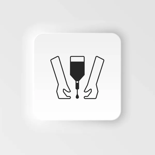 Neumorphic Effect Icon Blood Bag Hand Donor Heart Blood Donation — ストックベクタ