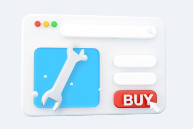 3D render web sayfası Tamir simgesi beyaz arkaplan 3D render web sayfası Tamir simgesi web sayfası