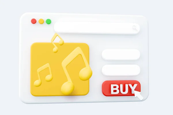 Render Web Page Illustration Yellow Music Note Isolated Render Web — Stock Photo, Image