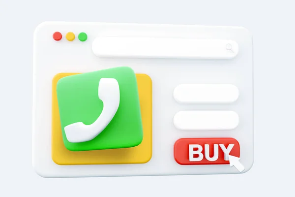 電話アイコン3Dレンダリングウェブページ 電話アイコン緑の3Dレンダリングウェブページの携帯電話のアイコン ウェブページ — ストック写真