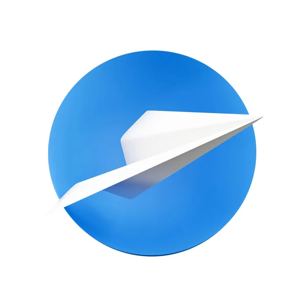 Render White Paper Airplane Flying Blue Background Rendering Paper Plane — Zdjęcie stockowe