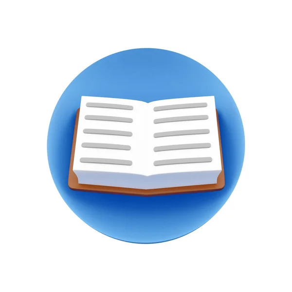 Render Book Icon White Background Render Open Book Icon Blue — Stock fotografie