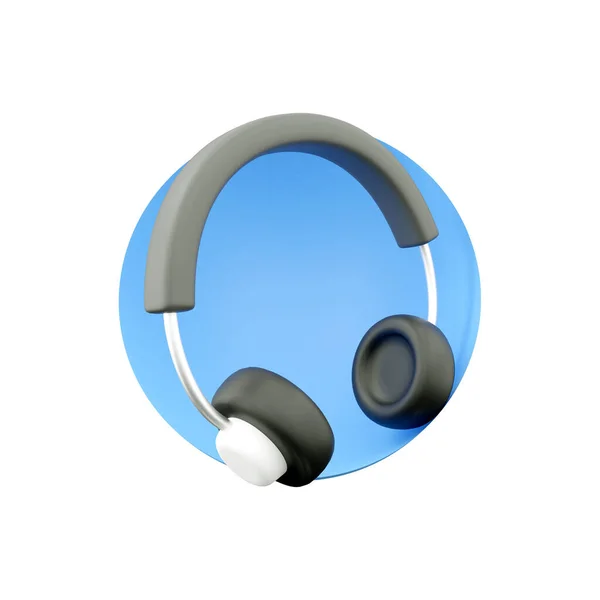 3D render Support operator headphones 3d icon. Professional white device with microphone. Help and discussion of user problems. 3D render Call center — Stock Photo, Image