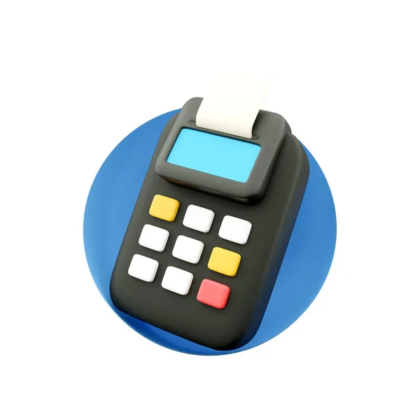 3d render payment terminal. 3d Credit card reader isolated on white background. Pos terminal 3d render icon. — Stok fotoğraf