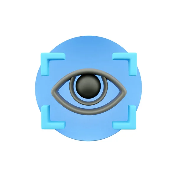 3D-Darstellung des Augenscans. 3D-Darstellung Einfaches Symbol für Web und App. 3D rendern modernes trendiges Design. Isoliert auf weißem Hintergrund — Stockfoto