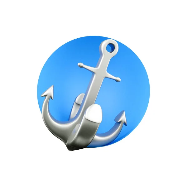 3D render anchor on a white background. 3D render anchor icon. 3D rendering anchor. — ストック写真