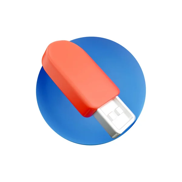 3D-Darstellung Illustration USB-Cartoon-Symbol auf weißem Hintergrund. 3D rendern USB-Symbol — Stockfoto
