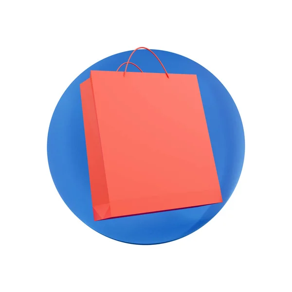 가방을 원으로 그리기 원으로 쇼핑백을 그립니다 파란색 원으로 쇼핑백 삽화를 — 스톡 사진