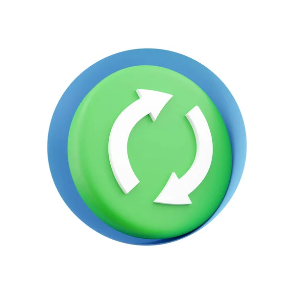 Renderizar Símbolo Reciclagem Círculo Azul Símbolo Reciclagem Renderização Círculo Azul — Fotografia de Stock