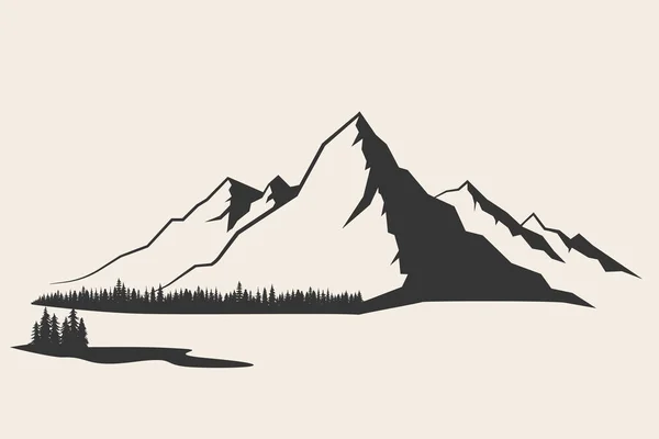 Illustrazione Vettoriale Montagna Illustrazione Vettoriale Montagna Bianco Nero Vecchio Stile — Vettoriale Stock