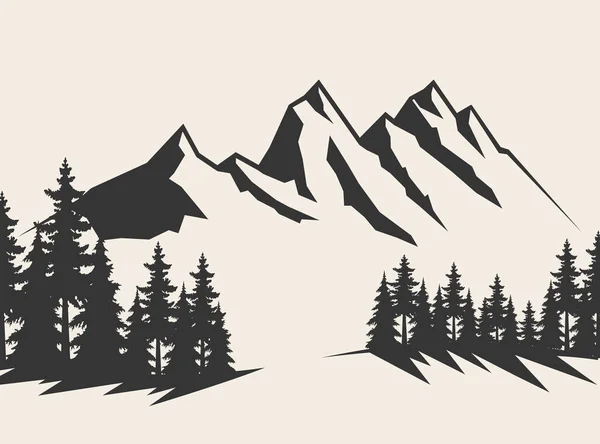 Mountain Vector Illustration Old Style Black White Mountain Vector Illustration — Stock Vector