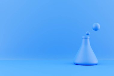 3 boyutlu kimyasal matara. 3D hazırlama şişesi. 3d canlandırma matarası illüstrasyonu.
