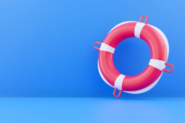 Üç boyutlu yüzme yüzüğü. 3 boyutlu kırmızı yüzme halkası. 3D görüntüleme kırmızı ve beyaz yüzme halkası çizimi.