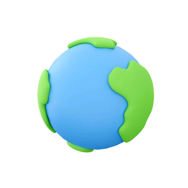 Рендеринг Планеты Земля Глобуса Картой Мира Экологическая Концепция Трехмерное Рендеринговое — стоковое фото