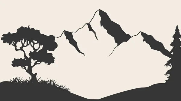 Illustration Vectorielle Montagne Illustration Vectorielle Montagne Noire Blanche Sur Fond — Image vectorielle