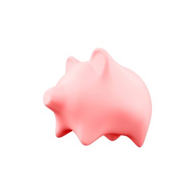 bir pembe seramik beyaz arka plan üzerinde izole kumbara 3D render. Para ve tasarruf. Kişisel bankacılık. Çocuk parası