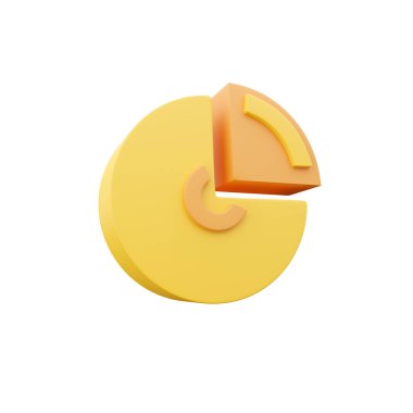 Beyaz arkaplanda 3D donut grafiği. 3 boyutlu resimleme. Beyaz üzerinde 3d render daire çizelgesi simgesi.