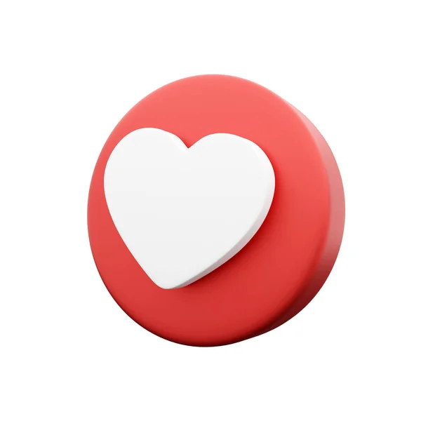 Render Heart Shape Isolated White Render Icon Red White Render — Foto de Stock