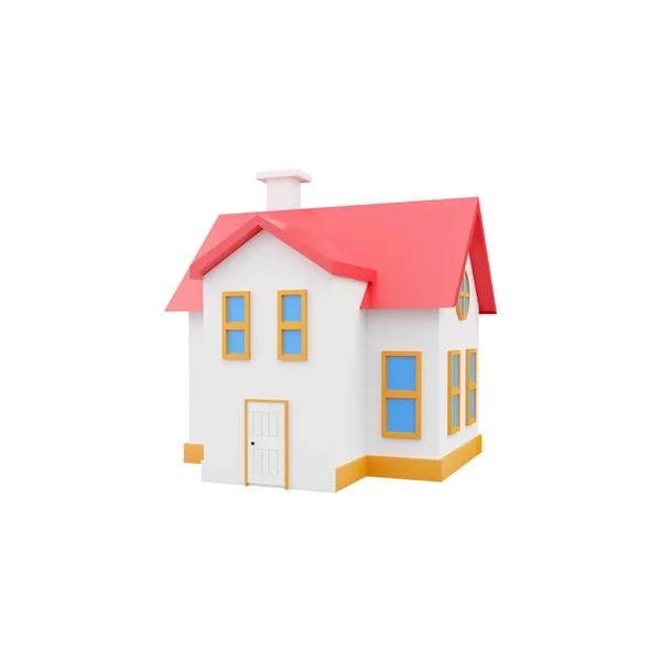 3D渲染房子 3D渲染豪宅 3D白色背景的别墅 — 图库照片