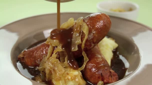 Fechar Gravy em salsicha — Vídeo de Stock