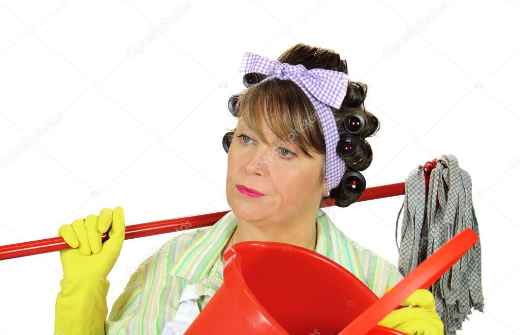 Frustrated Mopping Housewife