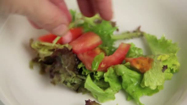 Preparación de una ensalada de jardín — Vídeo de stock