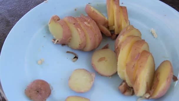 Картопля фігуру на барбекю — стокове відео
