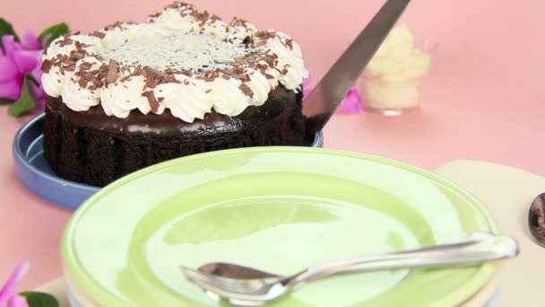 Подача скибочки торта — стокове відео