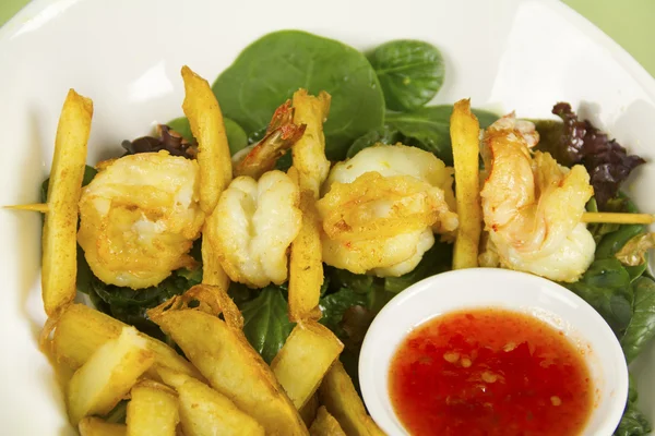 Shrimp And Fries Kabob — Stock Photo, Image
