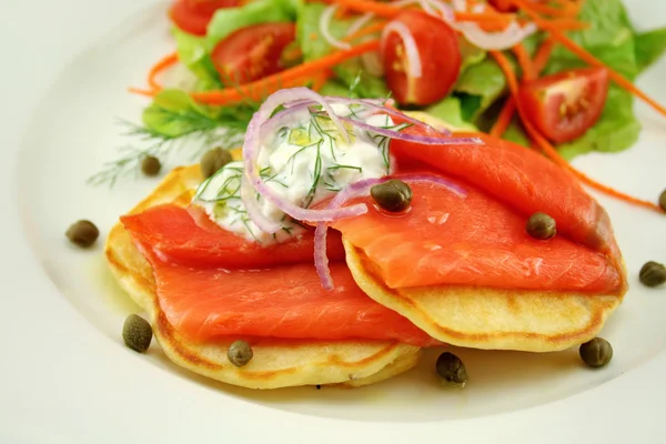Smoked Trout On Fritters — Stock Photo, Image