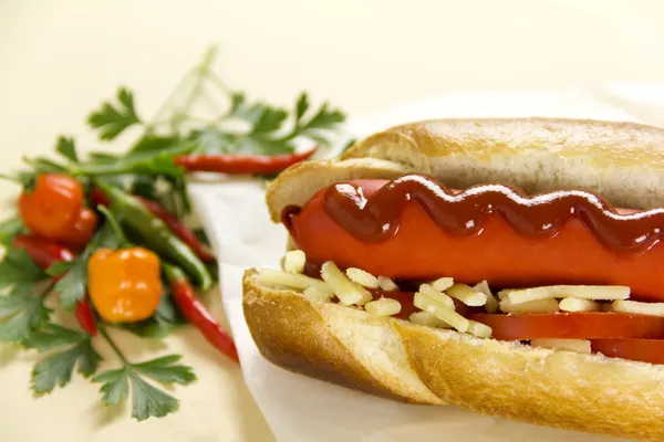 Peperoncino hot dog — Foto Stock