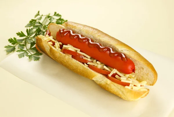 Hot Dog With Cheese — Stock Photo, Image