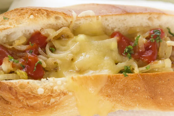 Melted Cheese Hot Dog — Stock Photo, Image