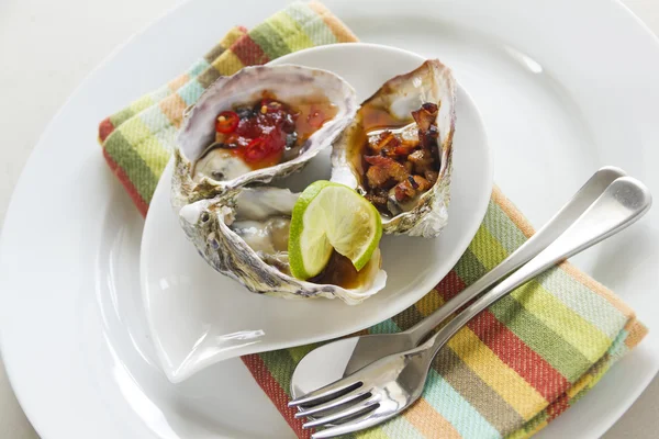 Drie soorten oesters — Stockfoto