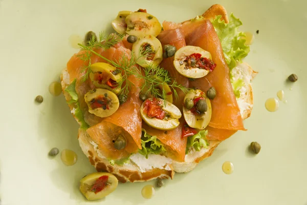 Salmon Open Sandwich — Stock Photo, Image