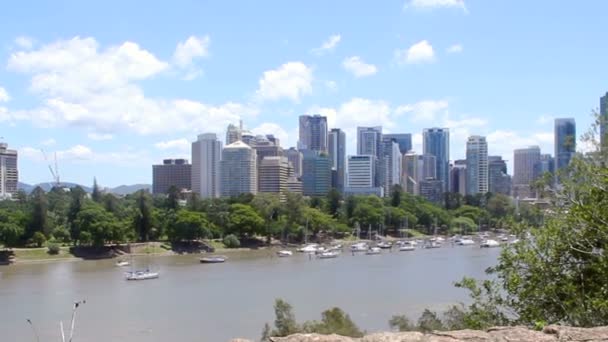 Skyline van brisbane zoom — Stockvideo