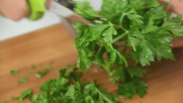 Cutting Parsley — Stock Video