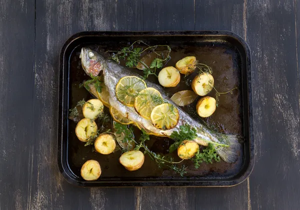 Baked Rainbow Trout — Stock Photo, Image