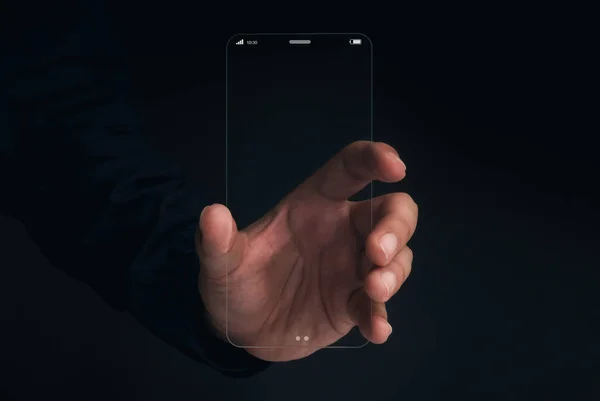 Futurist Transparent Telefon Sticlă Tehnologie Super Slim Transparent Viitor Smartphone — Fotografie, imagine de stoc