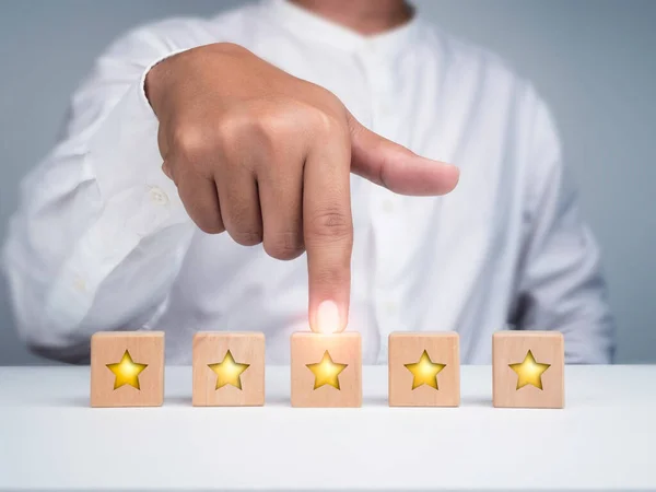 Kundendienstbewertung Feedback Kundenerfahrung Und Konzepte Zur Erhebung Der Zufriedenheit Goldene — Stockfoto